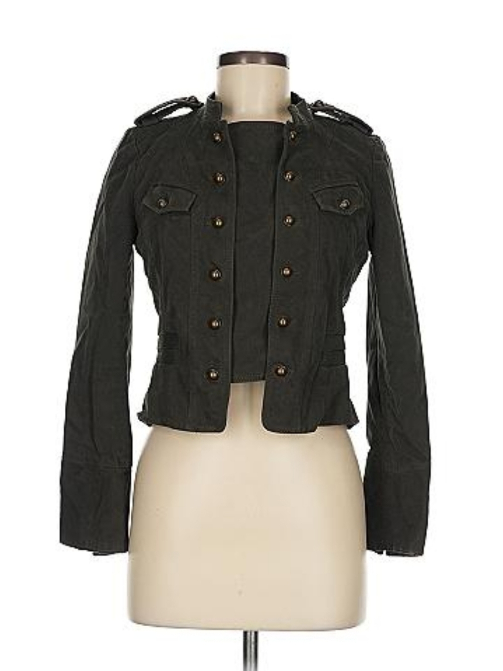 Zara Olive Green Military-Style Cropped Jacket